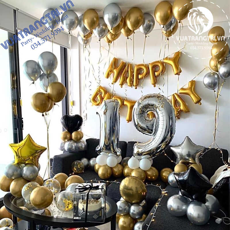 Bơm bong bóng bay khí heli trang trí sinh nhật màu vàng đẹp