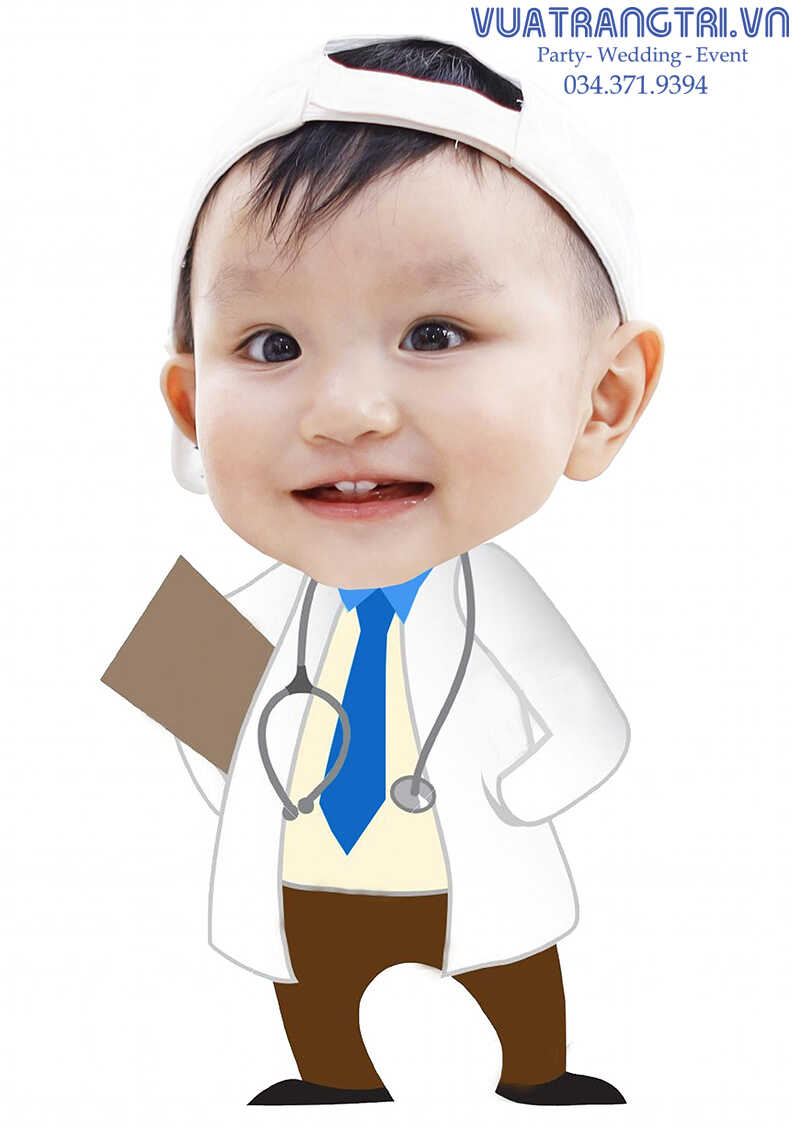 Hình chipi sinh nhật bé trai làm bác sỹ